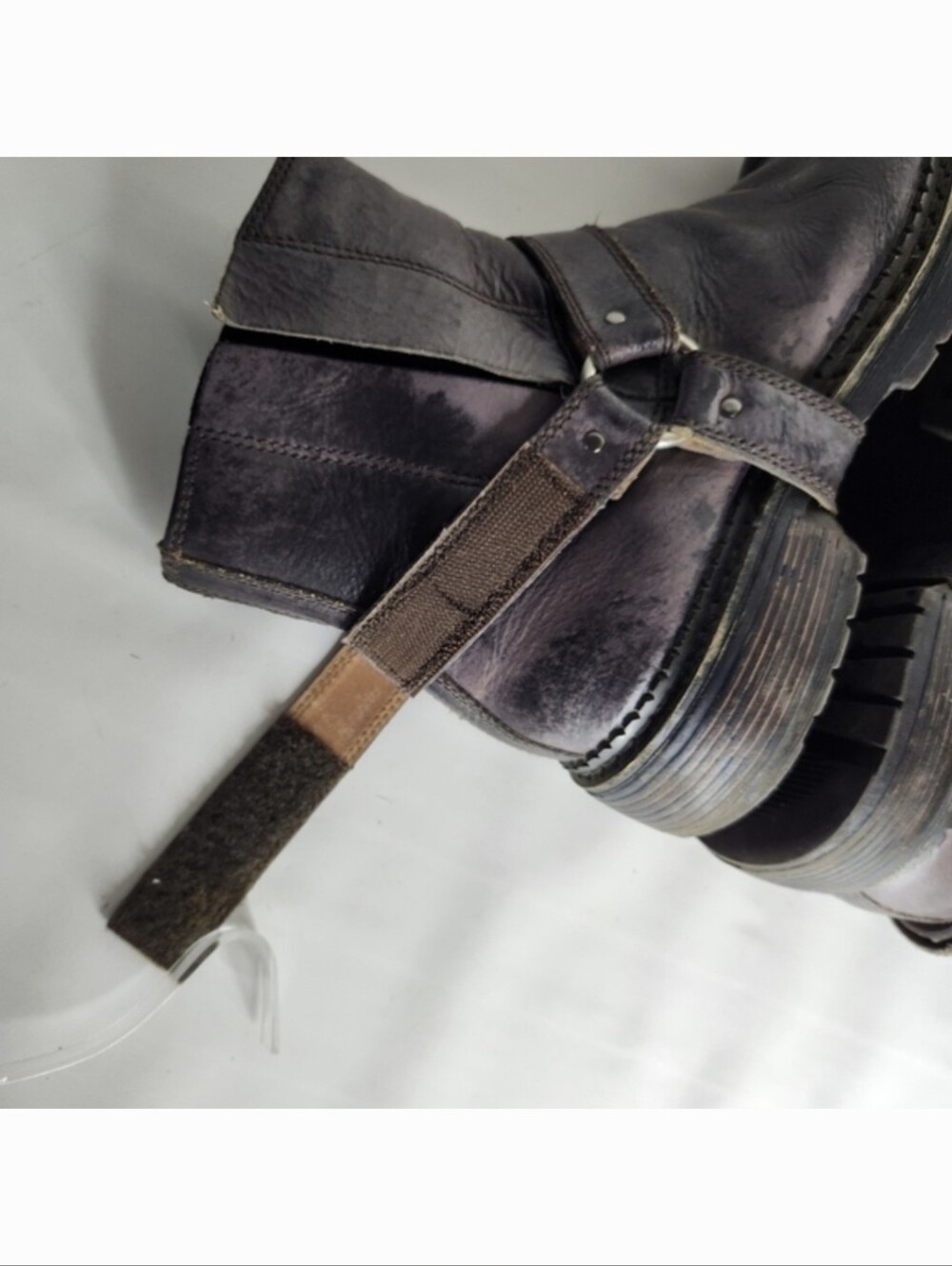 BED STU Harness Boots Mens 11 Ankle Moto Biker Distressed Leather Slip On Goth - Picture 10 of 12